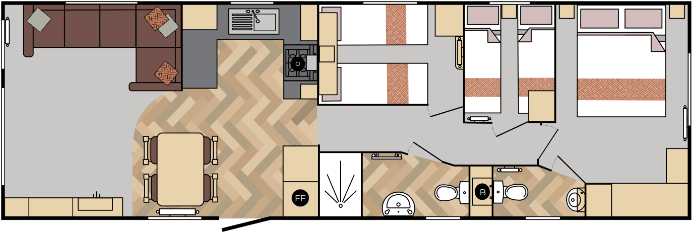 38x12 3 Bedroom Floor Plan